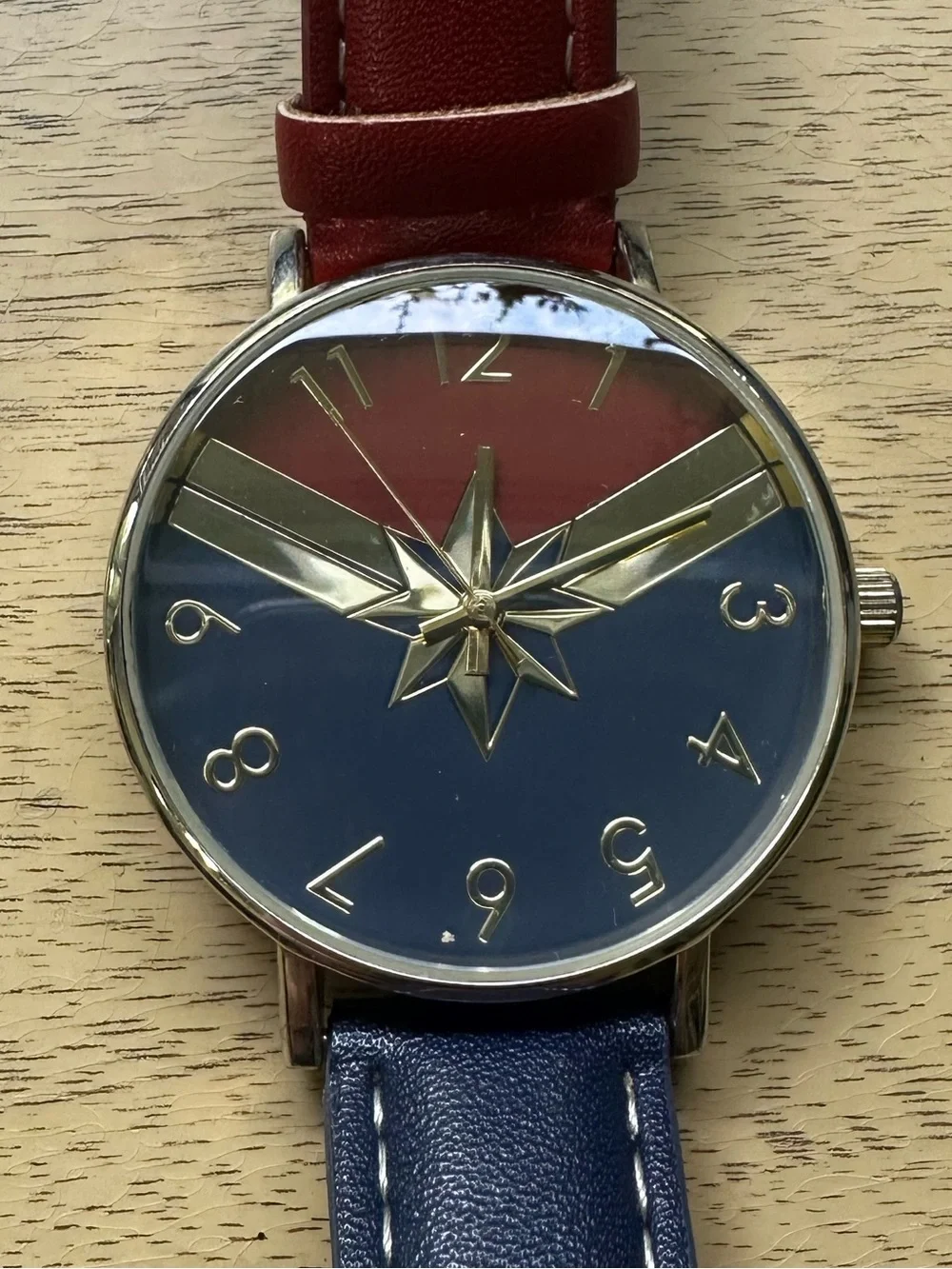 Marvel Captain Marvel Wristwatch Red & Blue Strap Accutime